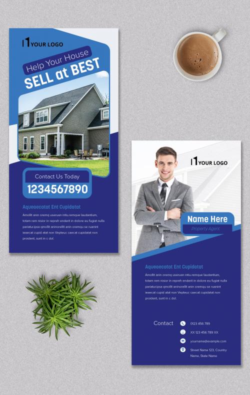 Real Estate Agent Dl Flyer in Blue Color