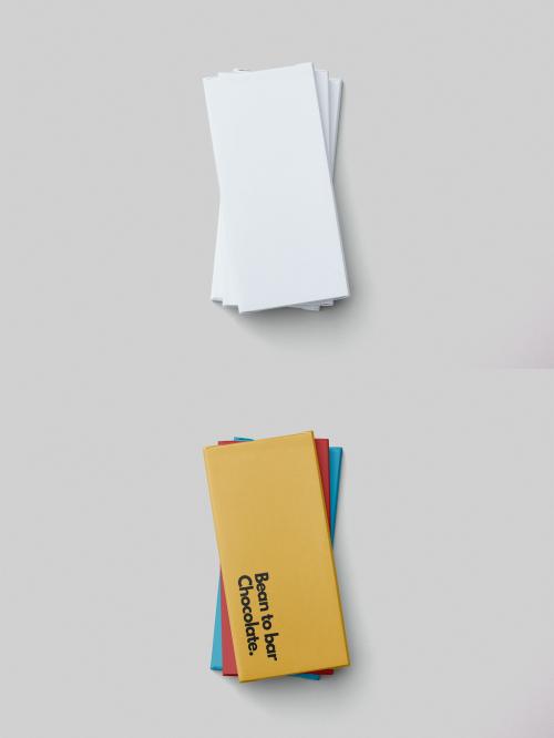 Stack of Three Chocolate Bar Mockup with Interchangeable Background
