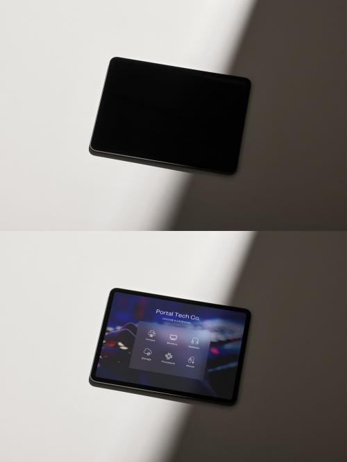 Horizontal Tablet Mockup on Concrete Background