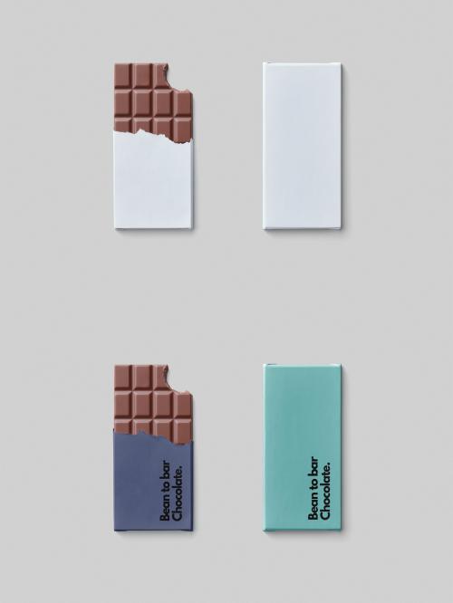 Chocolate Bar Wrappers Mockup with One Wrapper Open