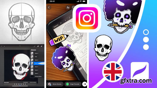 Create animated Instagram stickers in Procreate | + Skull Drawing Tutorial