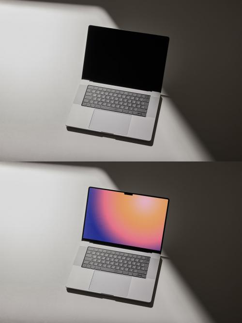 Metal Laptop Mockup on Simple Background