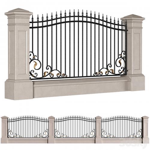 Classic style fence with wrought iron railing.Entrance Driveway Iron Gates