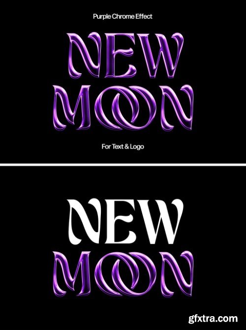 Purple Shiny Chrome Text And Logo Effect Mockup
