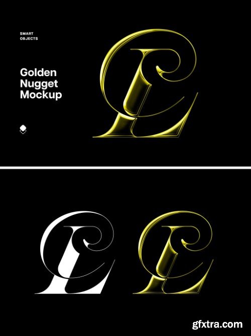 Golden Shiny Chrome Text And Logo Effect Mockup