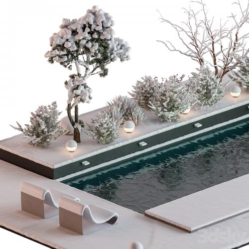 Snowy Scene with Pool - Set 76