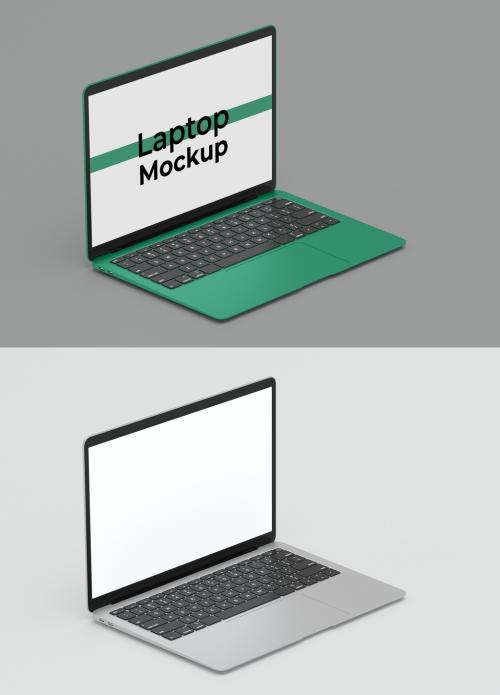 Isometric View Laptop Mockup