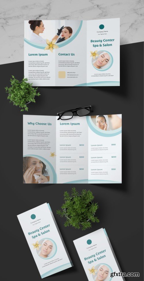Blue Green Beauty Wellness Trifold Brochure