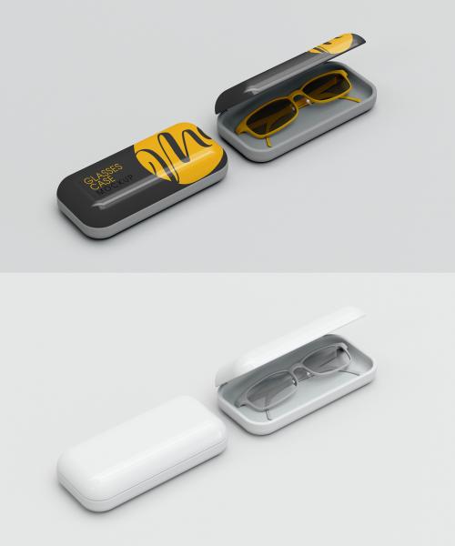 Open and Closed Glasses Cases Mockup