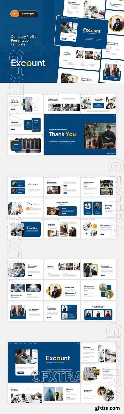 Excount - Company Profile PowerPoint Template QCE53LW
