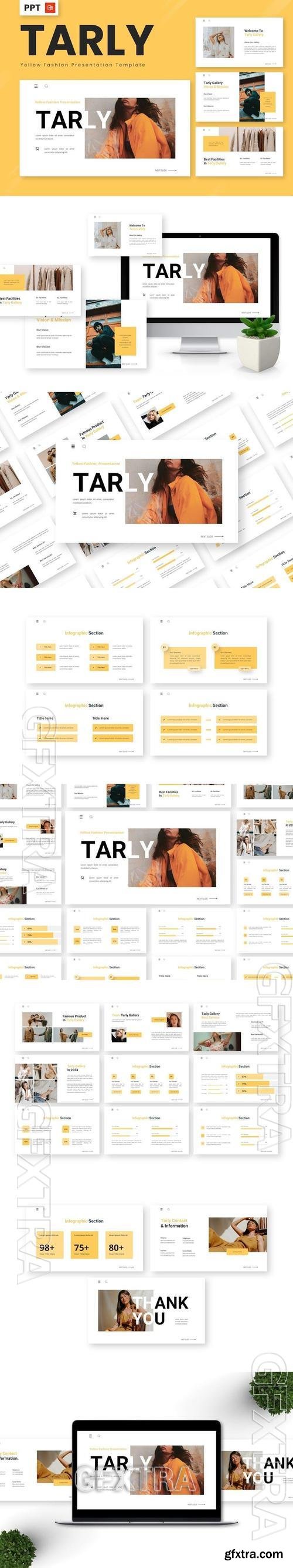 Tarly - Yellow Fashion Powerpoint Templates 824FQL8