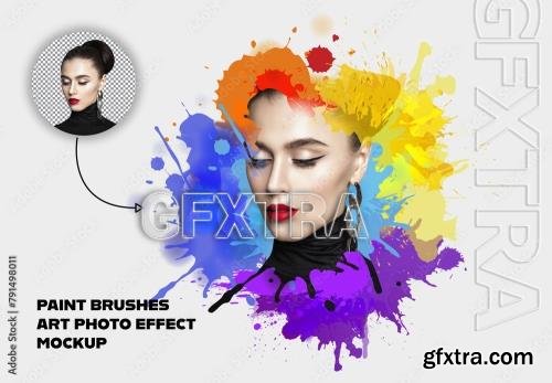 Paint Brushes Art Photo Effect Mockup 791498011
