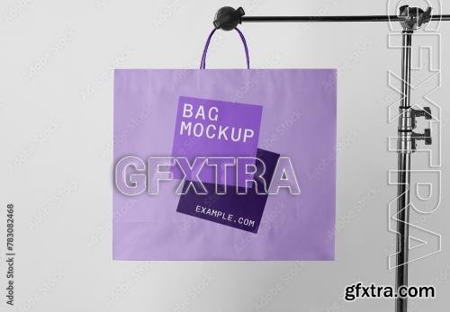 Shopping Bag Hanging on Tripod Mockup 783082468