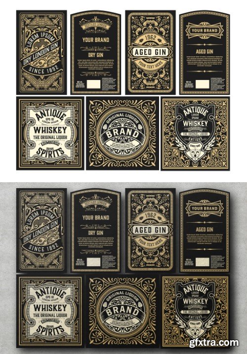 Set of 7 Vintage Labels for Packing