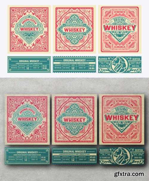 Set of 5 Vintage Labels for Packing
