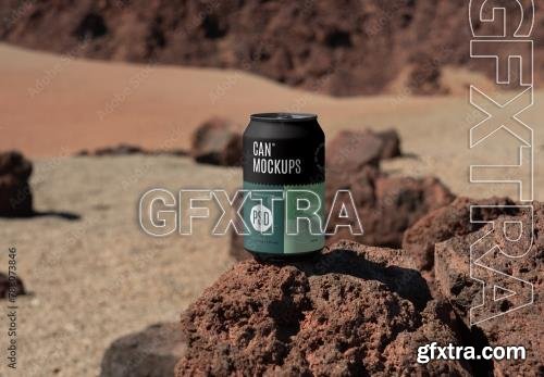 Can on Red Stone Mockup 783073846