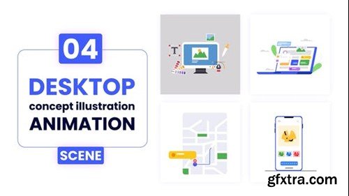 Videohive Desktop concept illustration Animation 52214499