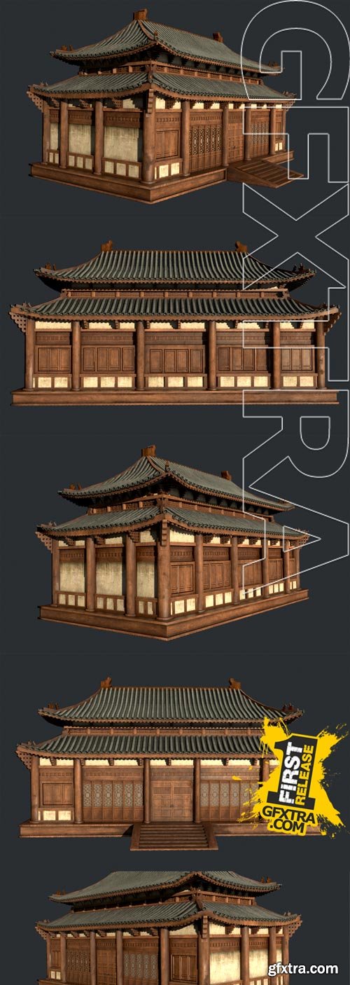 Old Asian japanese & Chinese Realistic Building Model
