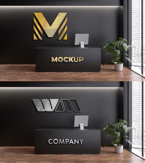 3D Metallic Logo on Office