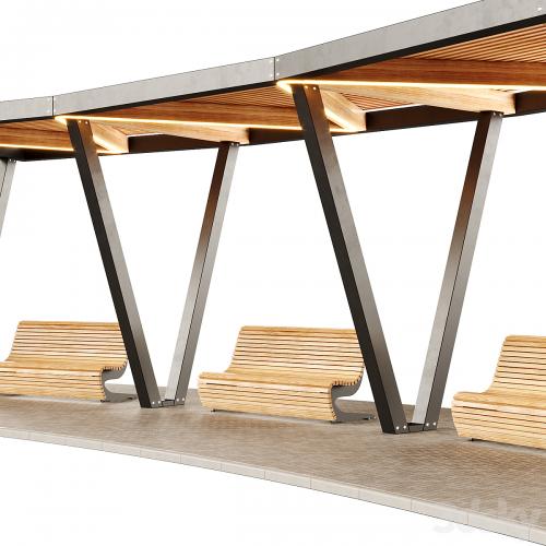 Pergola with swings, benches 2