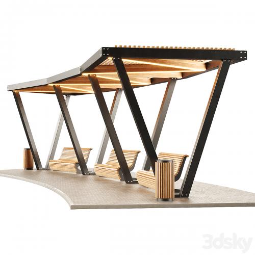 Pergola with swings, benches 2