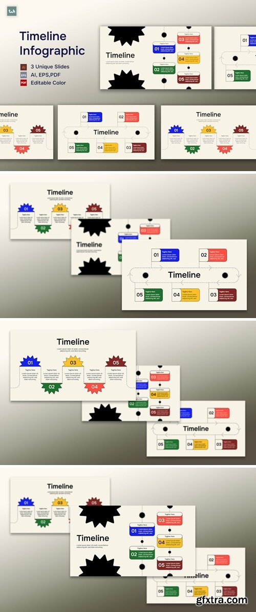 Colorful Neo Brutalism Timeline Infographic | 001 A5CMV83