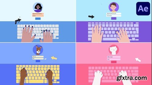 Videohive Hands Keyboard Log In Explainer for After Effects 52239161