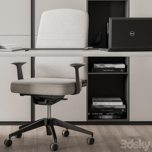Boss Desk with Library Black and White Table - Office Furniture 285