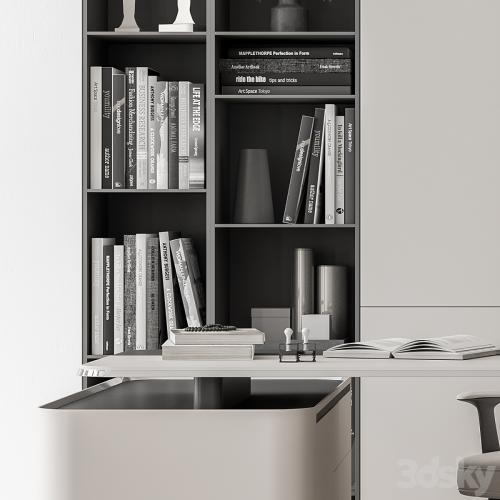 Boss Desk with Library Black and White Table - Office Furniture 285