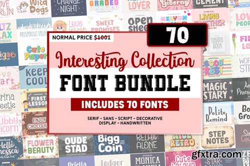 Interesting Collection Font Bundle - 70 Premium Fonts