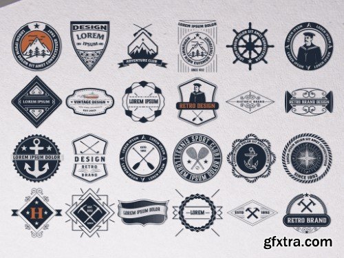 Set of 24 Vintage Logos and Badges