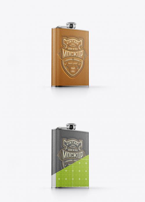 Steel Flask With Leather Wrap Mockup 