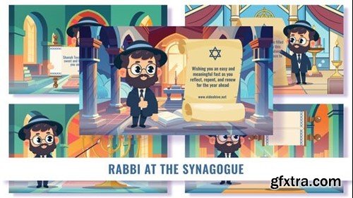Videohive 5 Concepts Flat Character Rabbi in a Synagogue 52257655