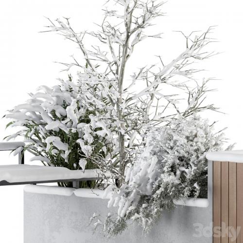 Urban Furniture snowy Bench with Plants- Set 33