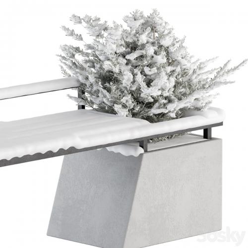 Urban Furniture snowy Bench with Plants- Set 33