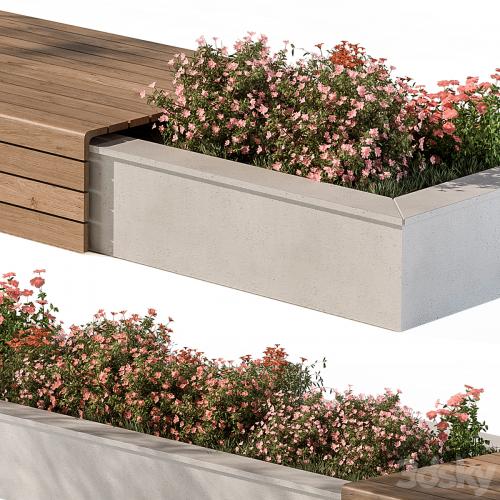 Urban Bench with Flowers Set 40