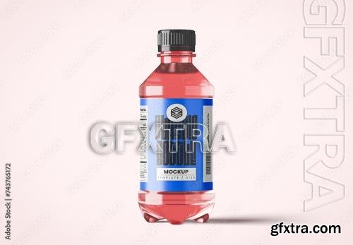 Red Plastic Bottle Mockup with Black Cap 743765172