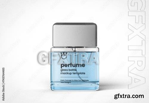 Small Perfume Glass Bottle Mockup with Silver Cap 743764485