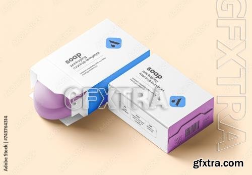 Soap Packaging Mockup with one Opened Box 743764314