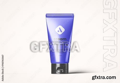 Cosmetic Cream Tube Mockup with Black Cap 743763367