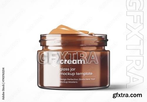 Glass Cream Jar Mockup with No Cap 743763214