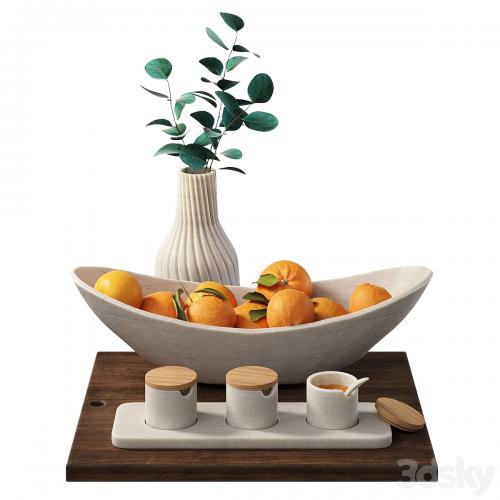 Decorative set for the kitchen with oranges