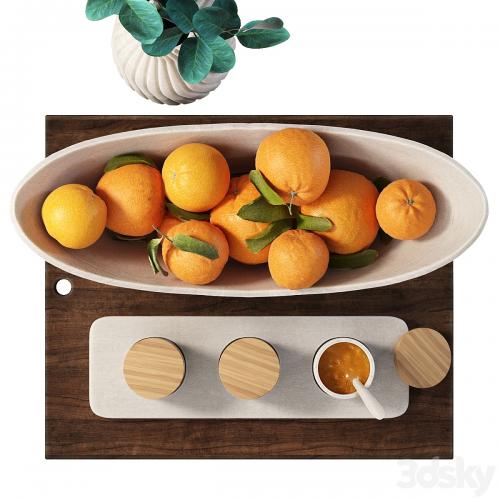 Decorative set for the kitchen with oranges