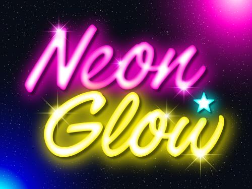 Pink and Yellow Neon Glow Text Effect with Shiny Stars