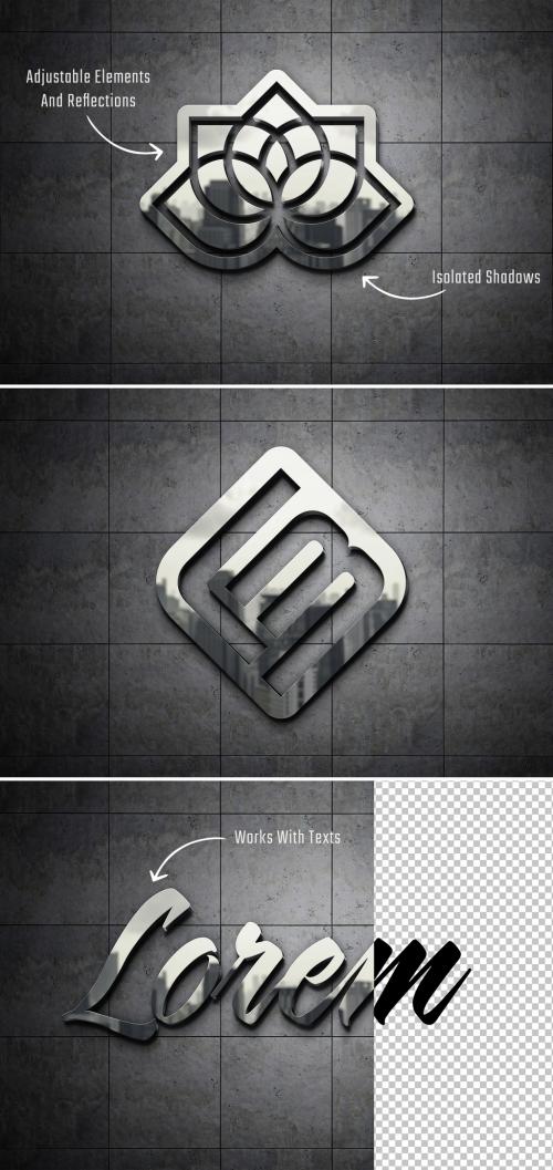 Logo Mockup with 3D Metal Glossy Effect
