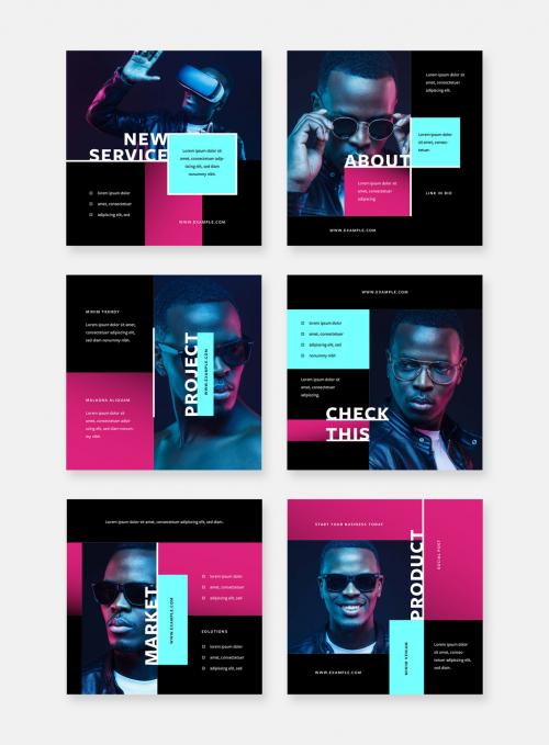 Mobile Post Layouts with Magenta Accent