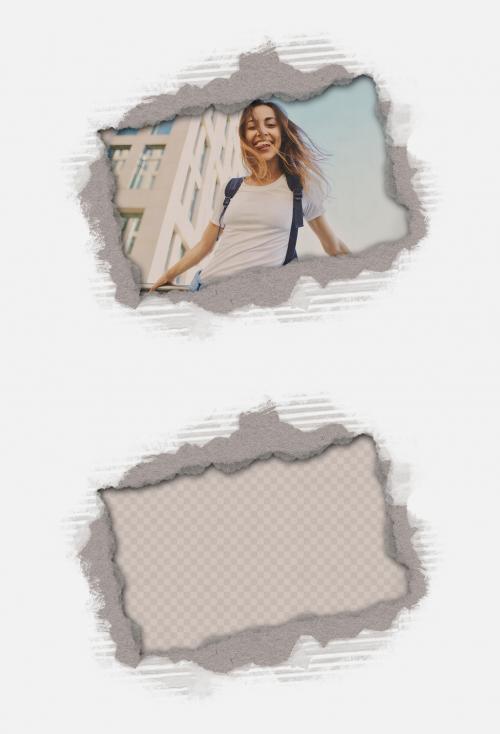 Ripped Paper Texture Above Photo Mockup