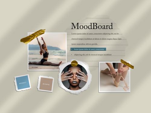 Modern MoodBoard Mockup with Golden Tapes