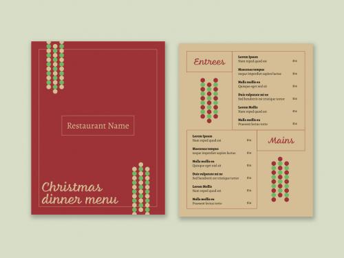 Beige And Red Christmas Menu
