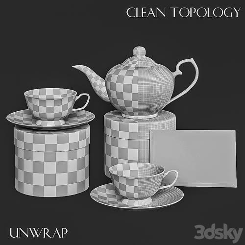 tea set black gold